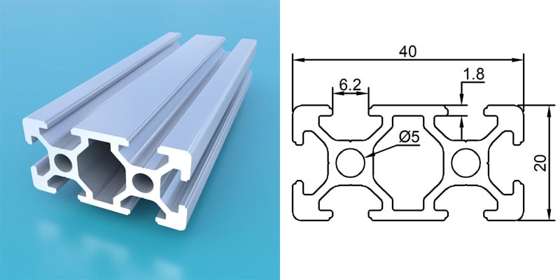 Thanh nhôm định hình 20x40
