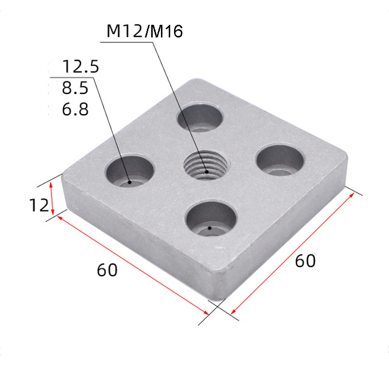 Mặt Bích lắp chân tăng chỉnh cho nhôm định hình 60x60