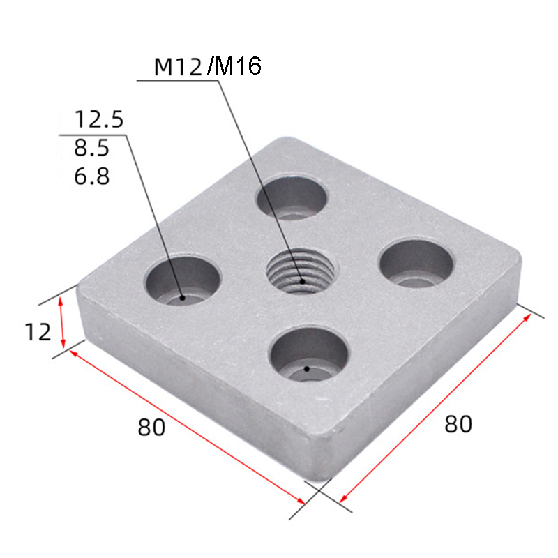 Mặt Bích lắp chân tăng chỉnh cho nhôm định hình80x80