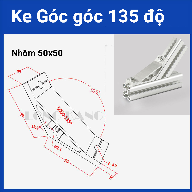 Ke 135 độ lắp cho nhôm định hình 50