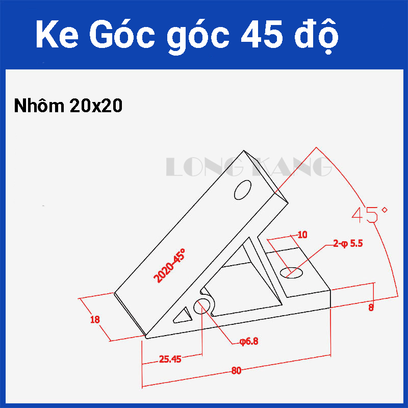 Ke 45 độ cho nhôm định hình 20