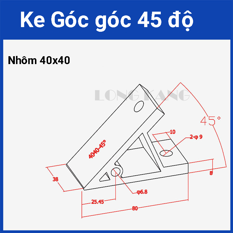 Ke 45 độ cho nhôm định hình 40