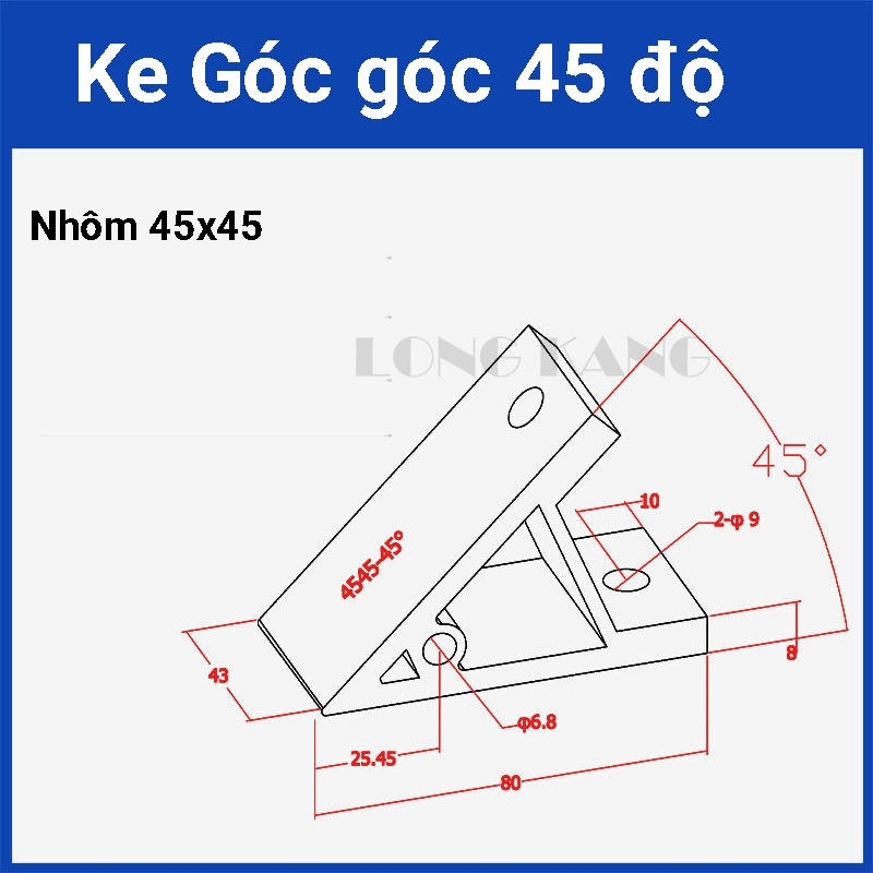 Ke 45 độ cho nhôm định hình 45