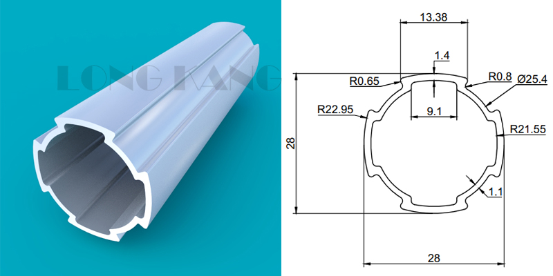 Kích thước nhôm ống đường kính phi 28mm