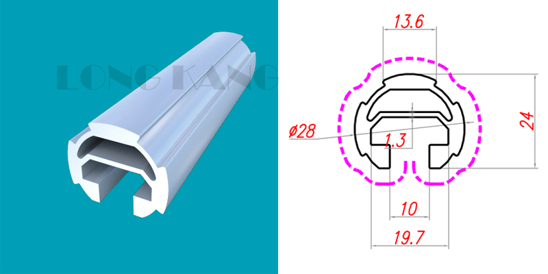 nhôm ống d28 định hình dạng chữ C