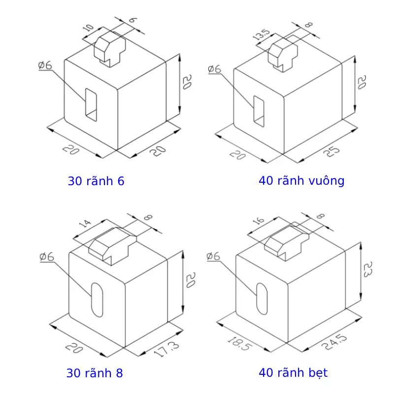 Kích thước các loại block mica